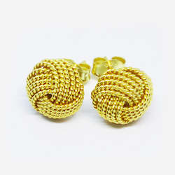 In Ore Classics: Yellow gold plated sterling silver knot stud earrings