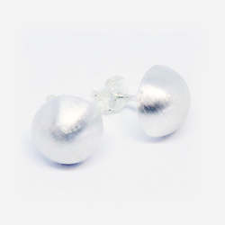 In Ore Classics: Sterling silver 10 mm half dome stud earrings (matt finish)