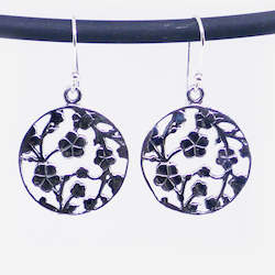 In Ore Classics: Sterling silver round filigree flower drop earrings