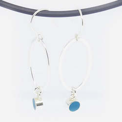Joyous: Bright Marine resin and large oval link drop earrings