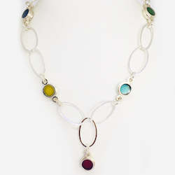 Joyous: 'Summer'  large sterling silver and resin oval link necklace