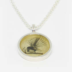Joyous: Sterling silver & resin fantail pendant (chain sold separately)
