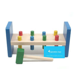Toy: Hammering toys for kids - Wooden bench with pegs