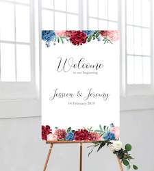 Peony Poppies Welcome Sign