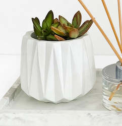Greenery: FACETED PLANTER-WHITE
