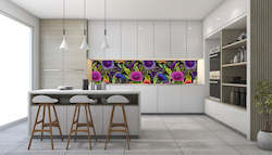 Custom Splashbacks: Purple Florals Splashback