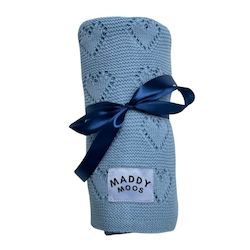 On Special: Maddy Moos Cotton Baby Blanket - Blue