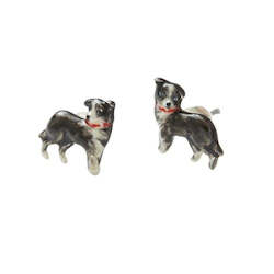 Enamel Collie Dog Stud Earrings by Fable England