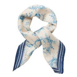 Toile de Jouy Vintage Blue Square Scarf by Fable England