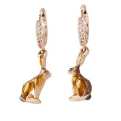 Miss And Mum Gifts: Enamel Hare Huggie Earrings by Fable England