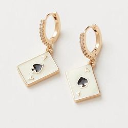 Miss And Mum Gifts: Enamel Ace of Spades Huggie Earrings by Fable England