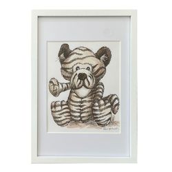 Baby Toddler Gifts: Top-notch Tiger: Framed Original Doodle Artwork by New Zealand Artist Rod Upchurch