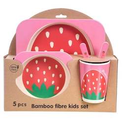 Strawberry Bamboo Toddler Dinner Plate Set