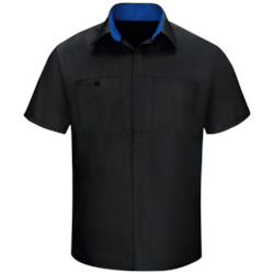Men's Short Sleeve Performance Plus Shop Shirt With Oilblok Technology Blac…