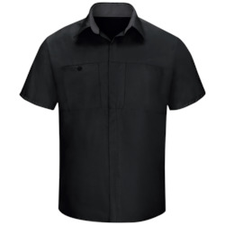 Men's Short Sleeve Performance Plus Shop Shirt With Oilblok Technology Black / Charcoal Mesh