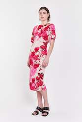 Waves Dress | Fuchsia Floral Silk Jersey