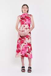 Dusk Dress | Fuchsia Floral Silk Jersey
