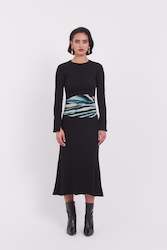 La Bouche Dress | Black Rib / Ocean Storm