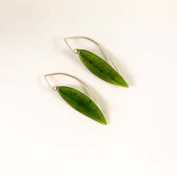 Earrings: Hono pounamu leaf and silver earrings