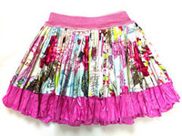 Bella Rose Print Cotton Skirt w/ Hot Pink Satin Trim : Sample Size age | KAF KIDS