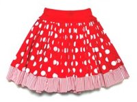 Red & White Spot Print Cotton Skirt w/ Stripe Trim : Sample Size age 2 | KAF KIDS