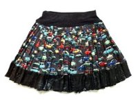 Vintage Car Print Cotton Skirt w/ Charcoal Satin Trim : Sample Size ag | KAF KIDS