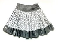 Products: Grey and White Spot Print Cotton Skirt w/ Silver Satin Trim: Sample Si | KAF KIDS