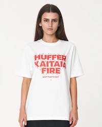 Sauces: Huffer x Kaitaia Fire - WOMENS RELAX TEE - ON FIRE (CHALK)