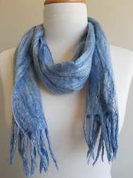 Handknitting - other than cardigan, pullover or similar: Merino Felted Scarf - Skyscape