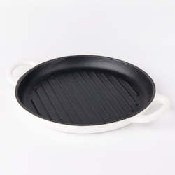 All: KitCo Cast Iron Grill Pan 25.5cm - Matte White