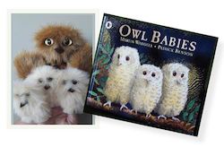 Pet: âOWL BABIESâ: Owl Mother Hand Puppet + 3 gorgeous Owl Baby Finger Puppets by Erin Devlin. Book written by Martin Wardell.