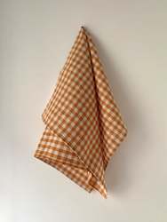 Clothing wholesaling: Linen Tea Towel, Orange/ White Check