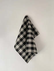 Clothing wholesaling: Thick Linen Tea Towel, Black/ Natural Big Gingham