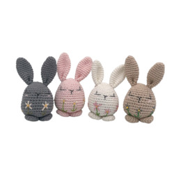 Gift: Easter Bunny Crochet Toy with Flower Embroidery