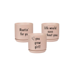 Printed Small Oslo Pot Peach - with sayings