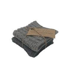 Knitted Dish Cloth 2 Pack - Grey and Charcoal