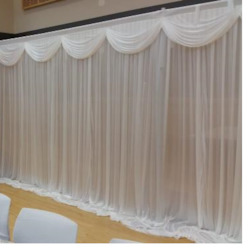White Curtain Backdrop with Scallops 6m x 3m