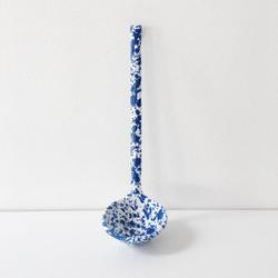 Enamelware: Blue marble enamel ladle 30cm