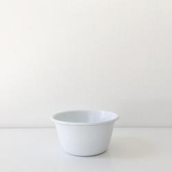 Enamelware: White enamel pudding bowl