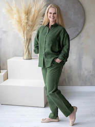 Woman: Linen Shirt Dyora Green