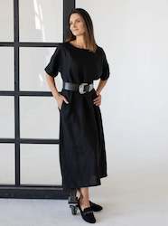 Black Linen Dress 'Irma'