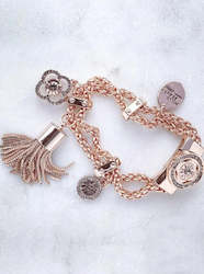 Jewellery: Bracelet Rose Gold Plated With Swarovski Crystals
