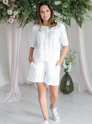 Womens Linen Shirts: Linen Blouse Heiley White