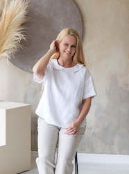 Womens Linen Shirts: Linen Blouse Zoe White
