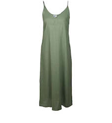 Woman: Linen Maxi Dress Gloria Green Tea
