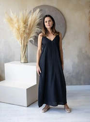 Woman: Linen Maxi Dress Gloria Black