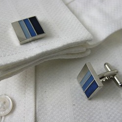 Blue stripe square cufflinks