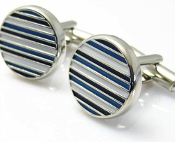Stripey blue circles cufflinks