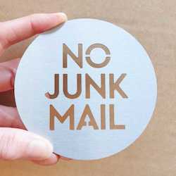Stainless Steel Artwork: No Junk Mail stainless steel sign