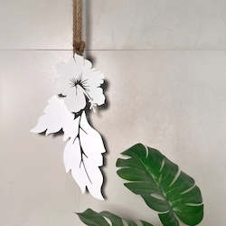 Matt White Steel: Hibiscus Flower hanging WHITE
